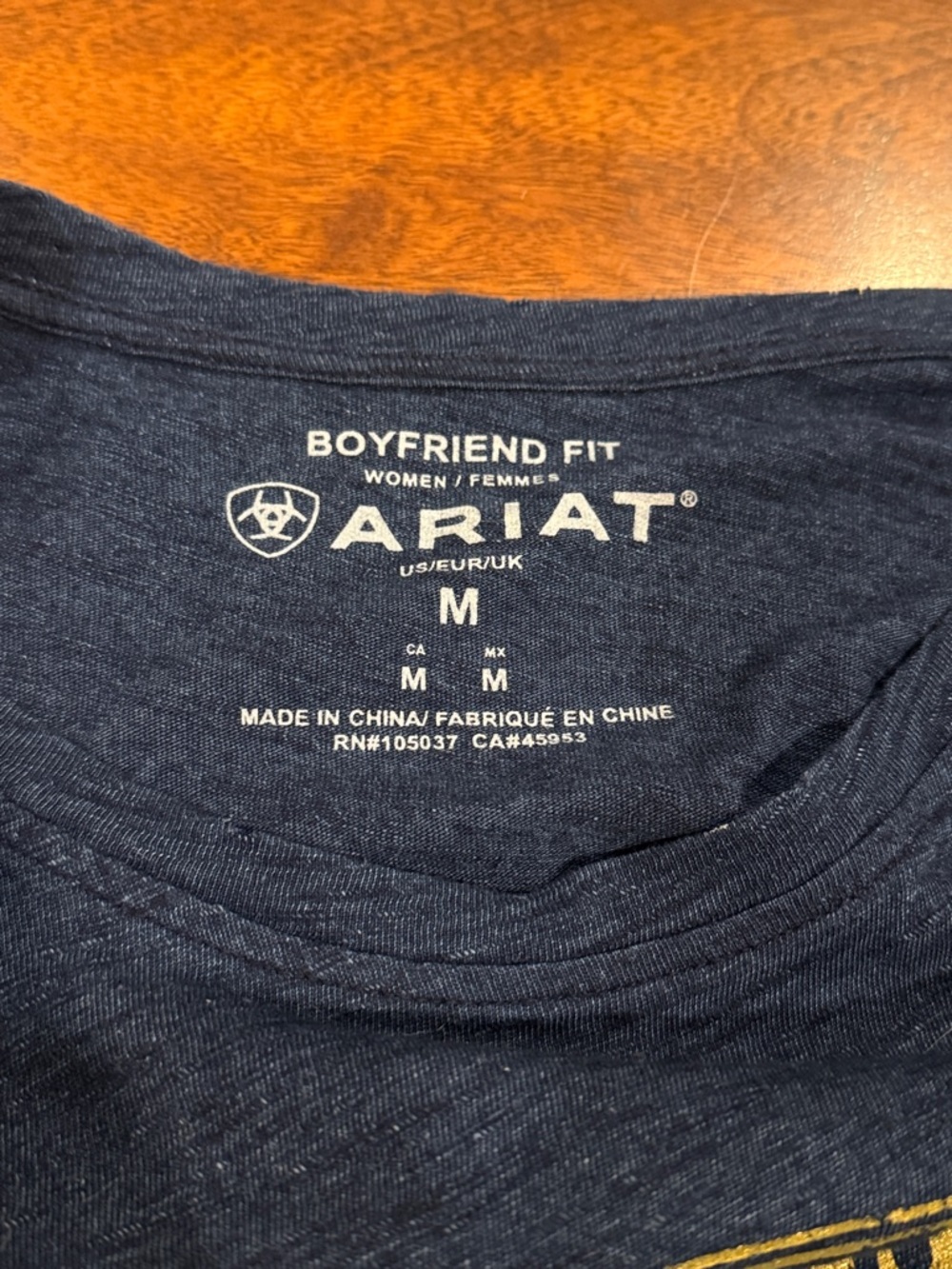 Ariat Navy T‑Shirt with Gold Horseshoe Graphic - Picture 2 of 3